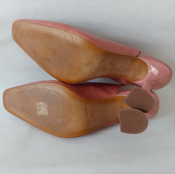 L'intervalle Leather Slingback Size 37 Square Toe Comfort Kitten Geometric Heel - Picture 12 of 12